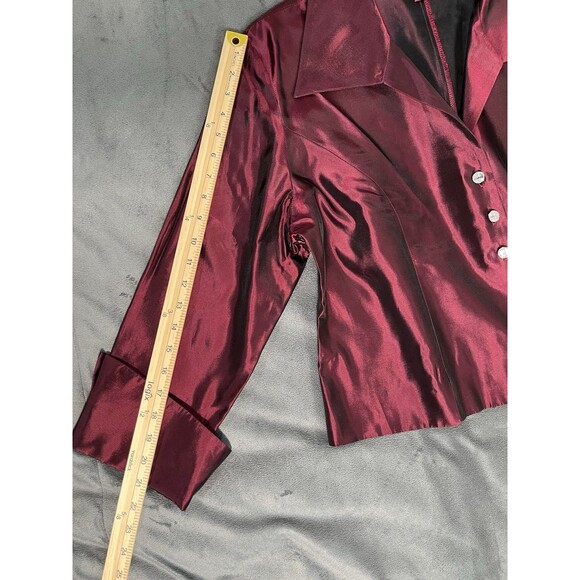 JS Collections Evening Top Jacket Blazer Rhinestone Buttons shiny metallic Sz 16 - Picture 6 of 14